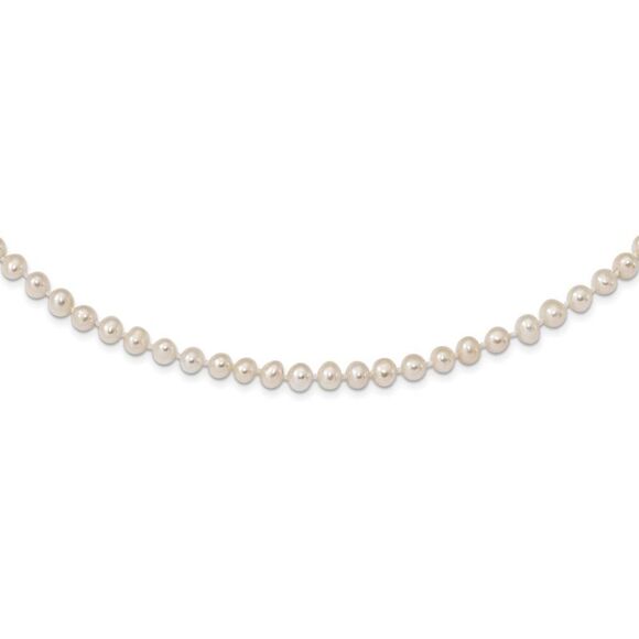 Kazi Luxury Silver Rhodium 5-6mm White Freshwater Cultured Pearl Necklace